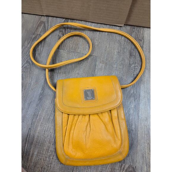 Tignanello Small Genuine Leather Crossbody Purse Autumn Fall Colors Gold Yellow - Picture 1 of 5